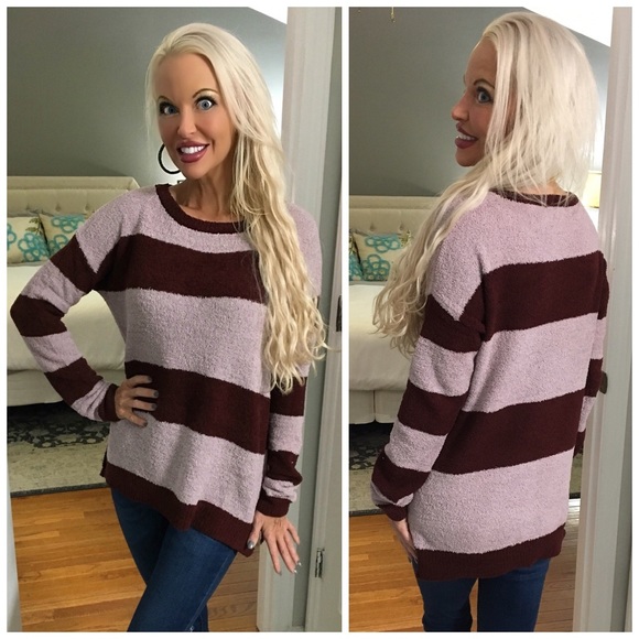 LAST 1! ❤️ Beautiful Soft Berber Striped Sweater - Picture 3 of 7